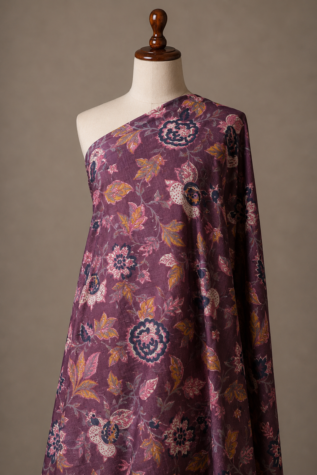 Premium Plum Floral Cambric Cotton Fabric