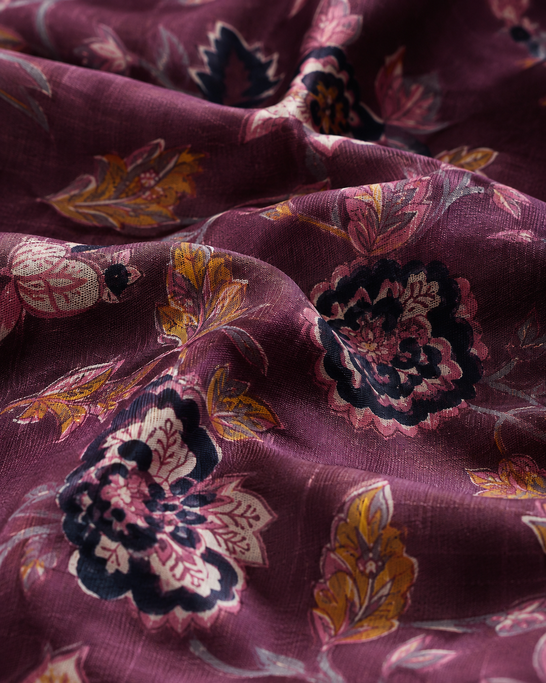 Premium Plum Floral Cambric Cotton Fabric