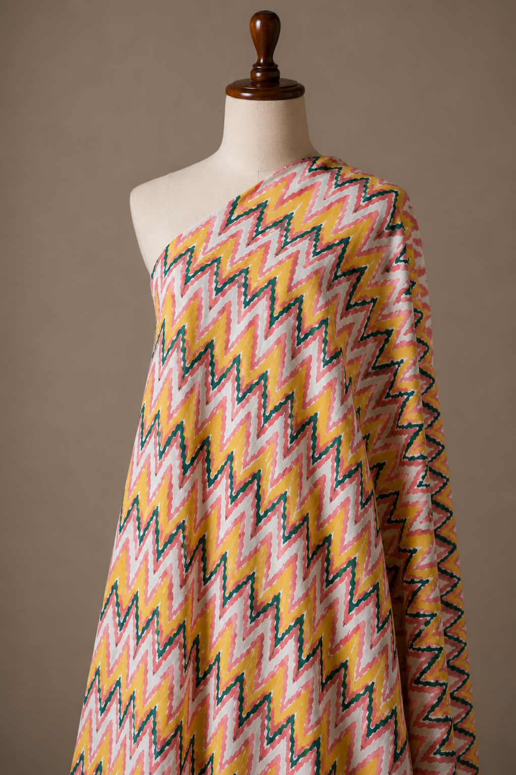 Multicolor Chevron Zigzag Printed Cotton Fabric