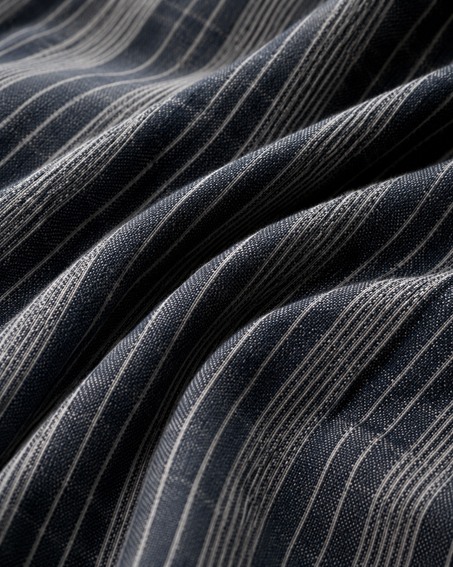 Premium South Cotton Striped Fabric – Grey & White