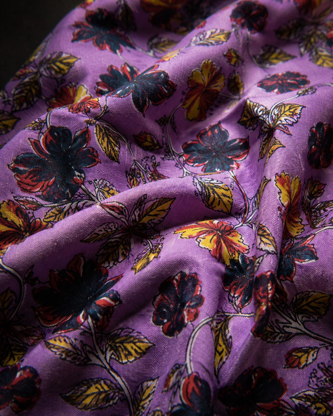 Violet Blossom Screen Print Cambric Cotton