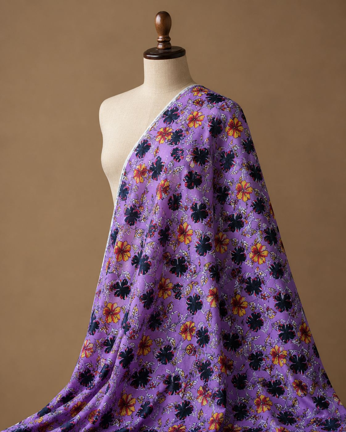 Violet Blossom Screen Print Cambric Cotton