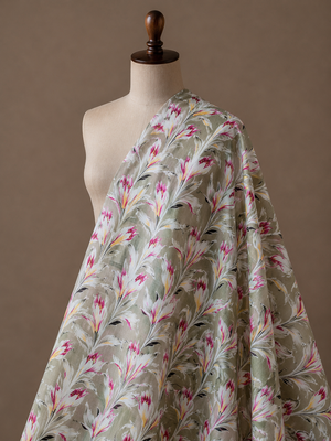 Premium Sage Green Botanical Cambric Cotton Fabric