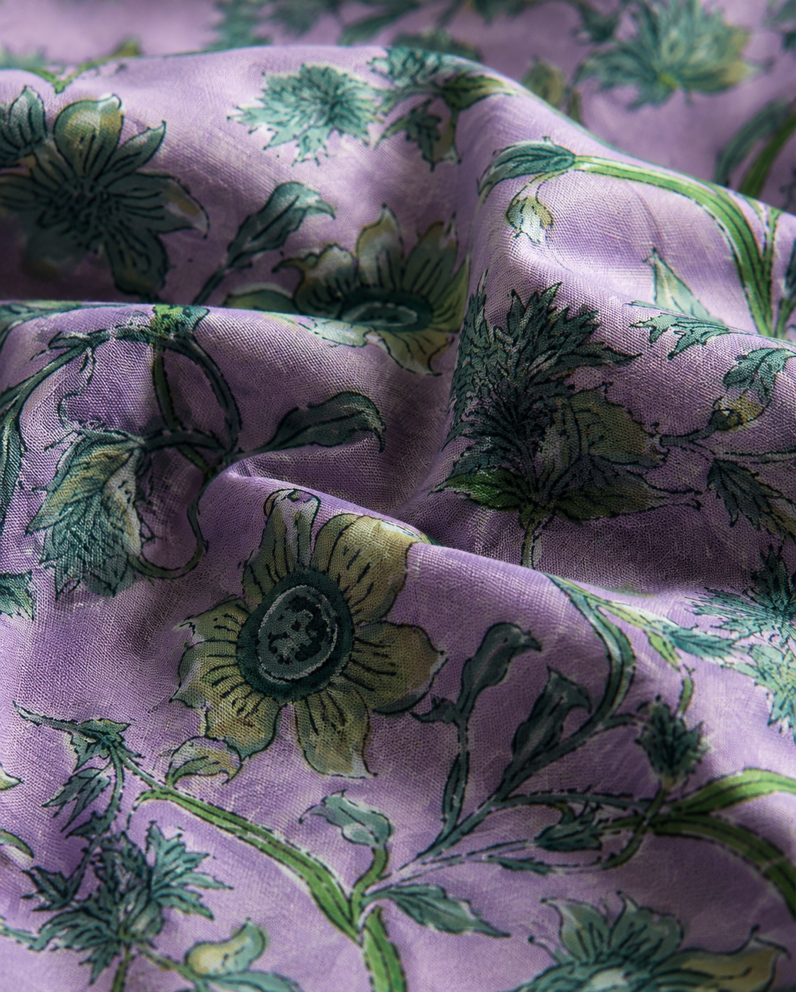 Lavender Botanical Cambric Cotton Fabric