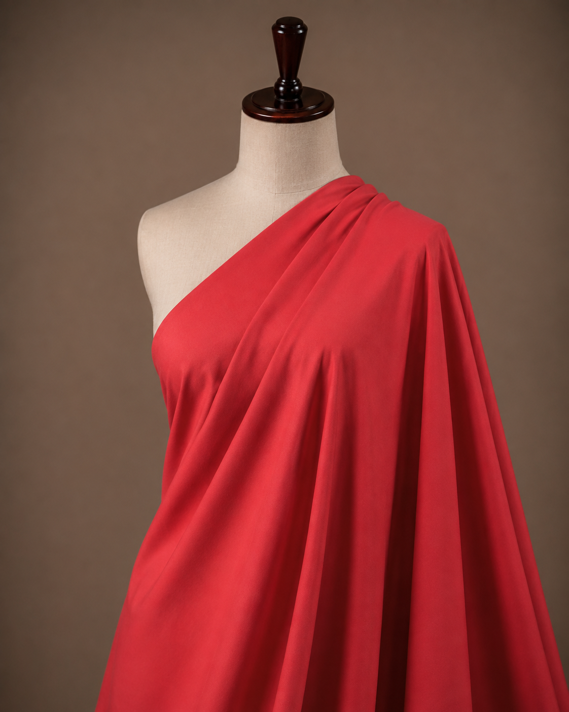 Coral Red Premium Plain Dyed Rayon Fabric