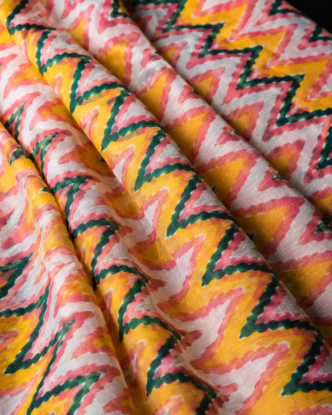 Multicolor Chevron Zigzag Printed Cotton Fabric