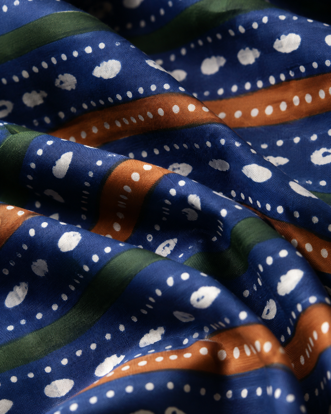 Blue Stripe Printed Cotton Cambric Fabric