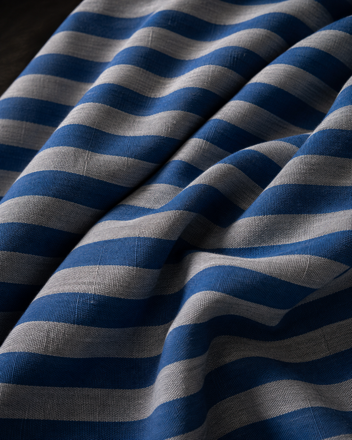 Premium Blue & White Striped Handloom Cotton Fabric