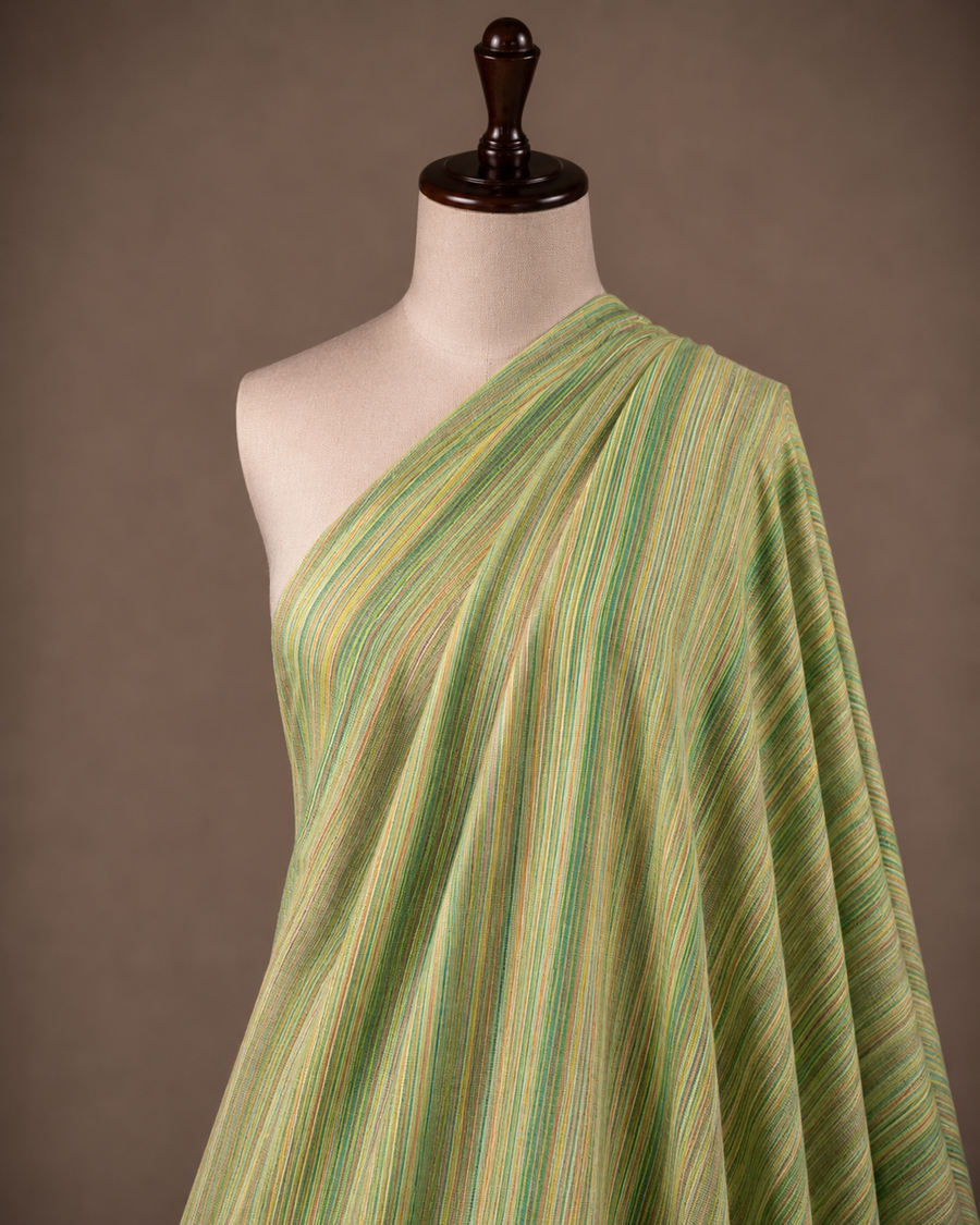 Premium Green & Yellow Handloom Cotton Fabric
