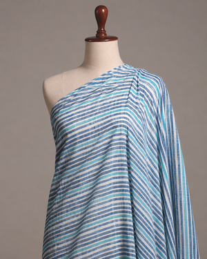 Premium Blue & White Striped Handloom South Cotton Fabric