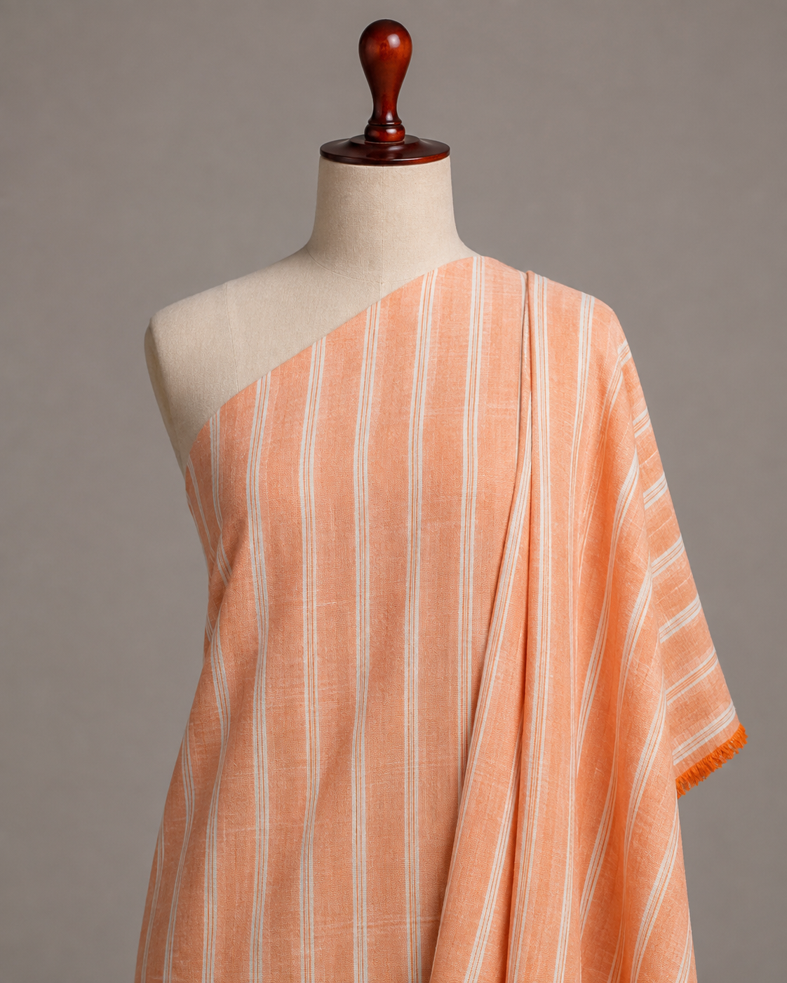 Premium Peach Handloom Cotton Fabric