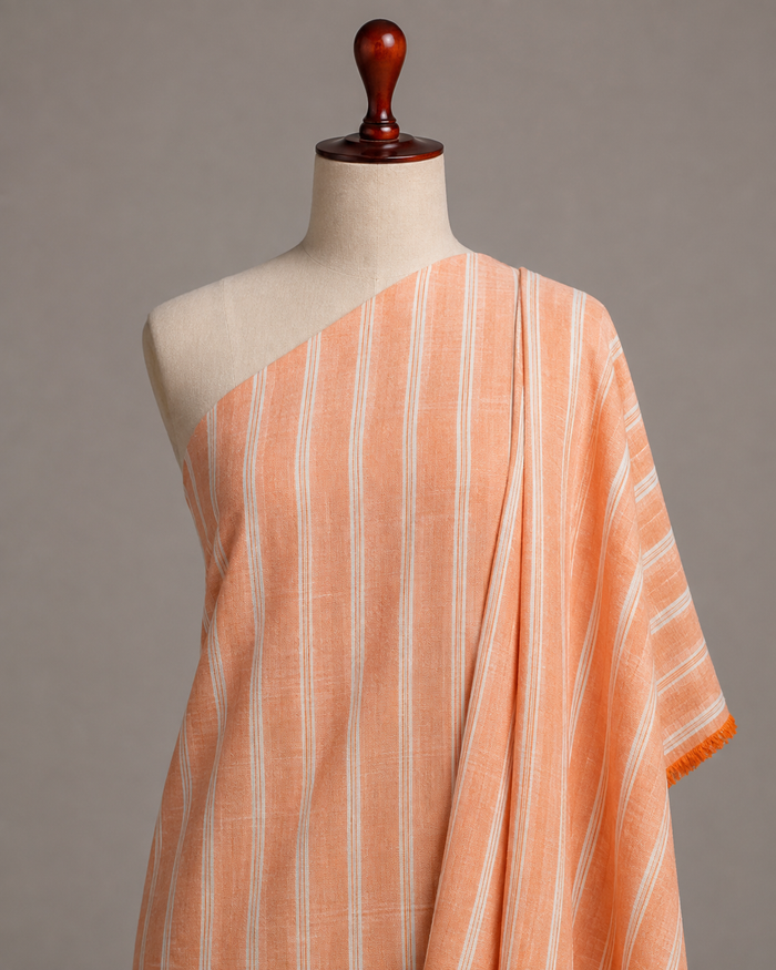 Premium Peach Handloom Cotton Fabric