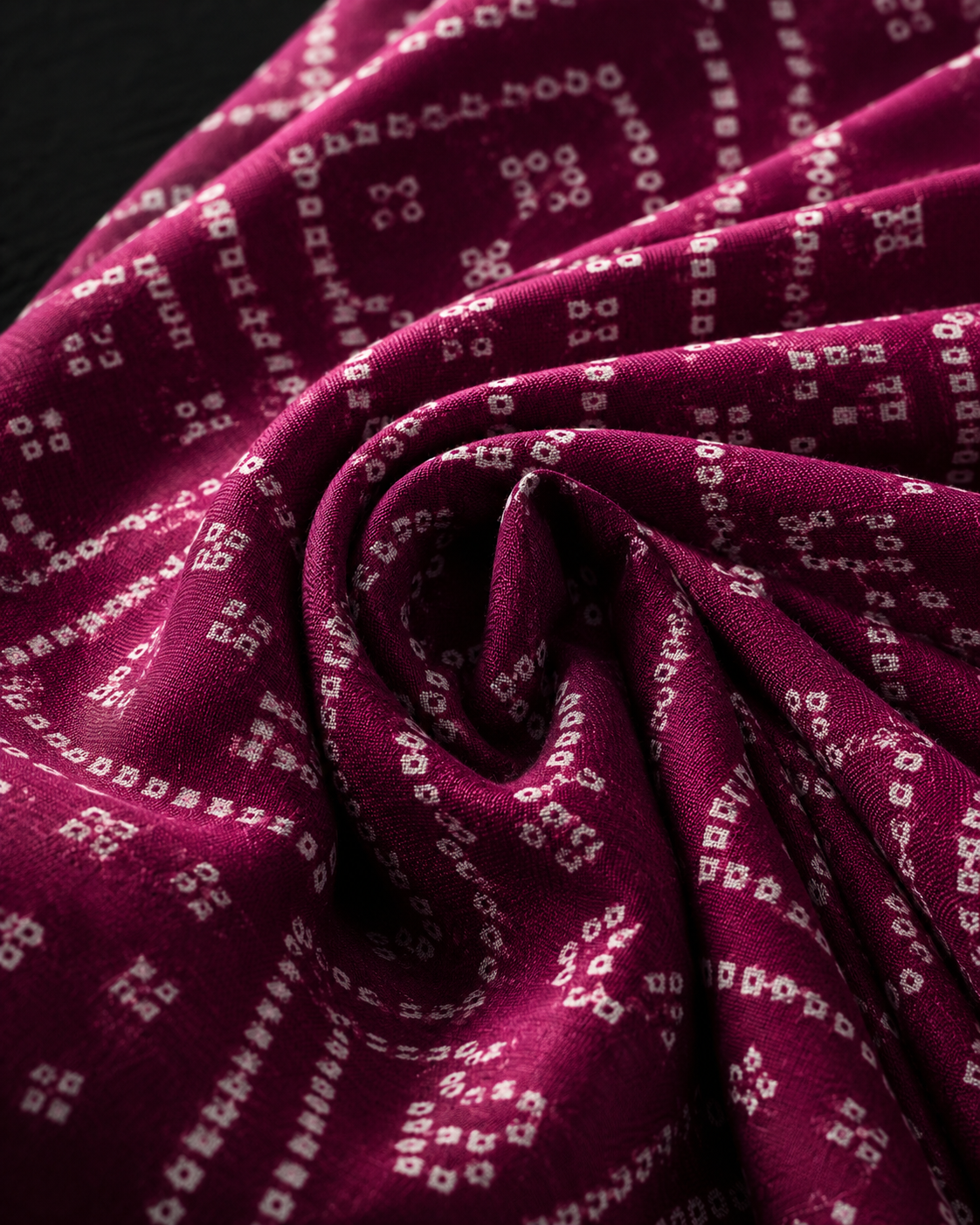 Wine Maroon Bandhani Print Rayon Fabric