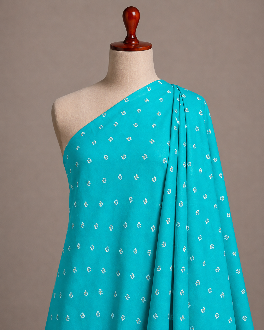 Premium Aqua Turquoise Rayon Printed Fabric