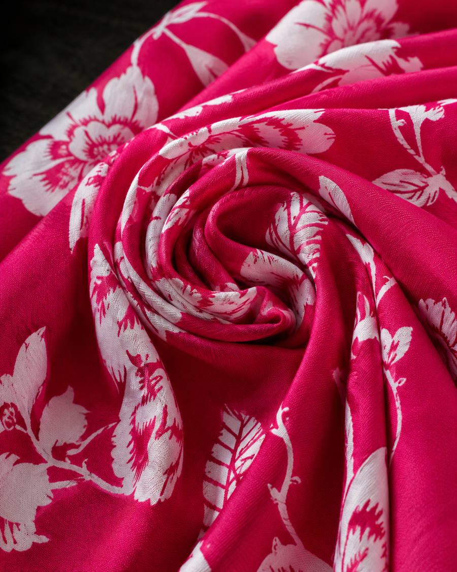Designer Pink Floral Rayon Printed Fabric