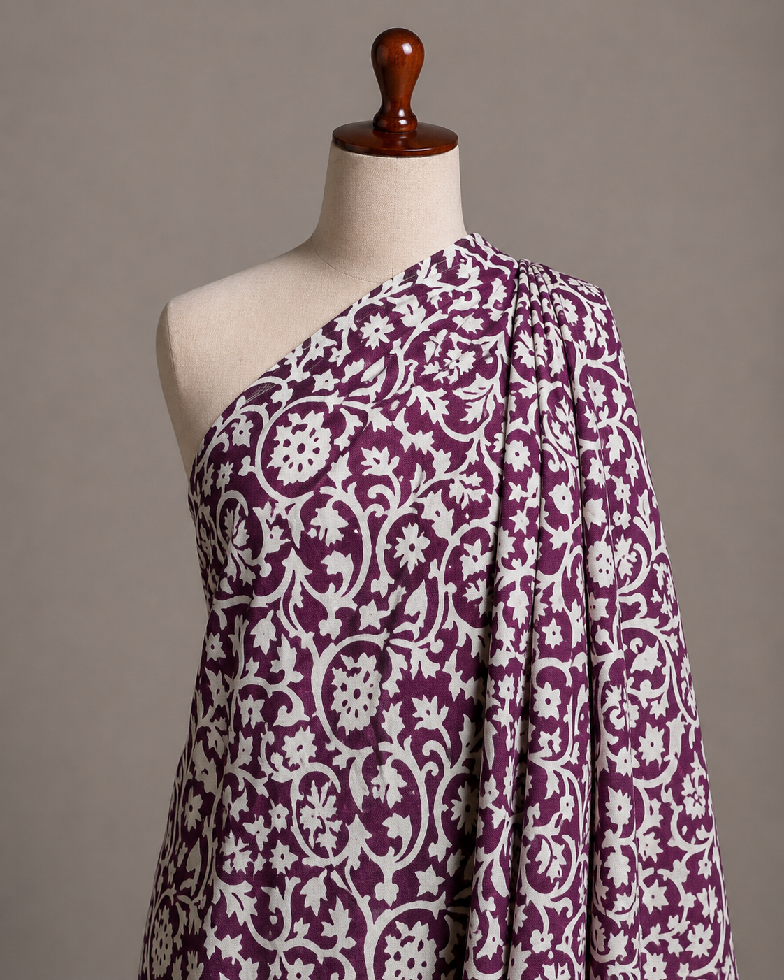 Premium Purple Flower Net Rayon Printed Fabric
