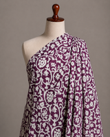Premium Purple Flower Net Rayon Printed Fabric