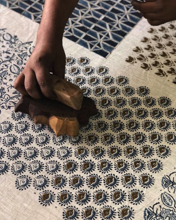 Custom block printed fabric
