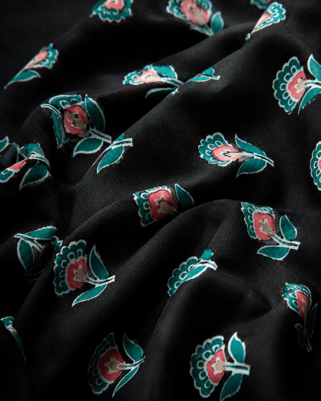 Black Floral Buti Printed Cambric Cotton Fabric - The Loom Fabrics