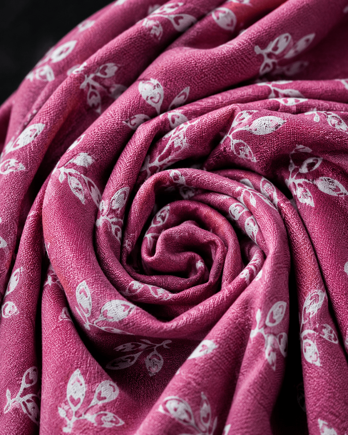 Dusty Pink Leafy Motif Rayon Printed Fabric - The Loom Fabrics