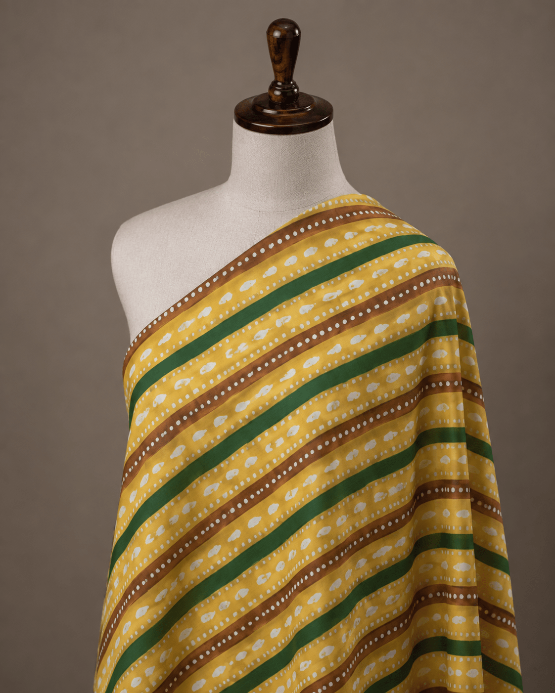 Mustard & Green Stripe Printed Cotton Cambric Fabric - The Loom Fabrics