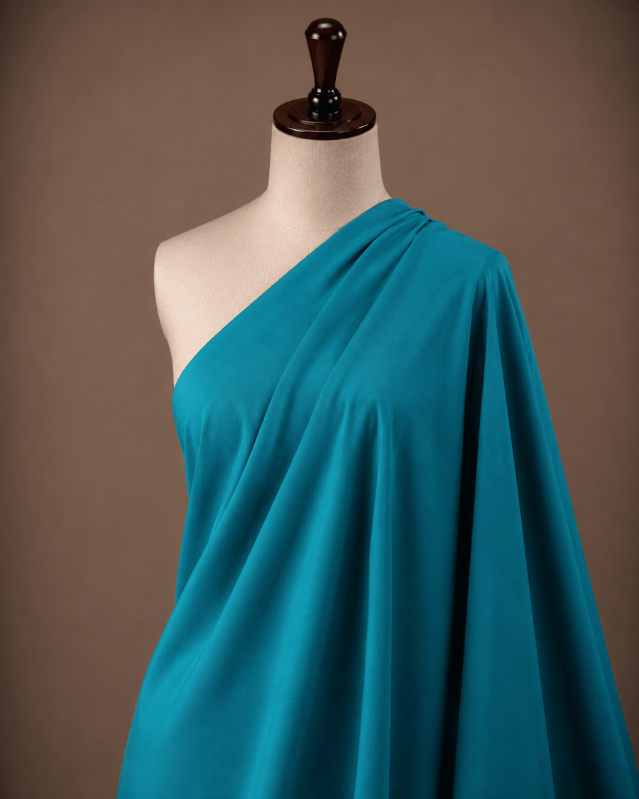 Peacock Blue Premium Plain Dyed Rayon Fabric - The Loom Fabrics