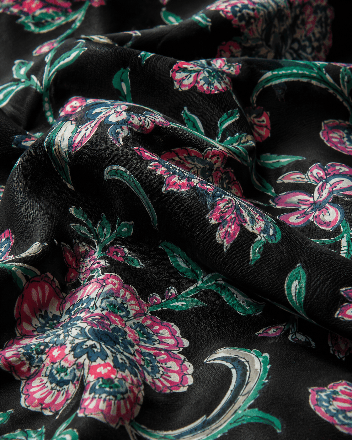 Premium Black Floral Cambric Cotton Fabric - The Loom Fabrics