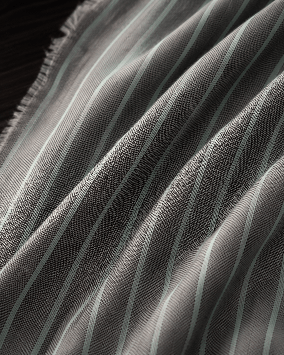 Premium Grey Striped Handloom South Cotton Fabric - The Loom Fabrics