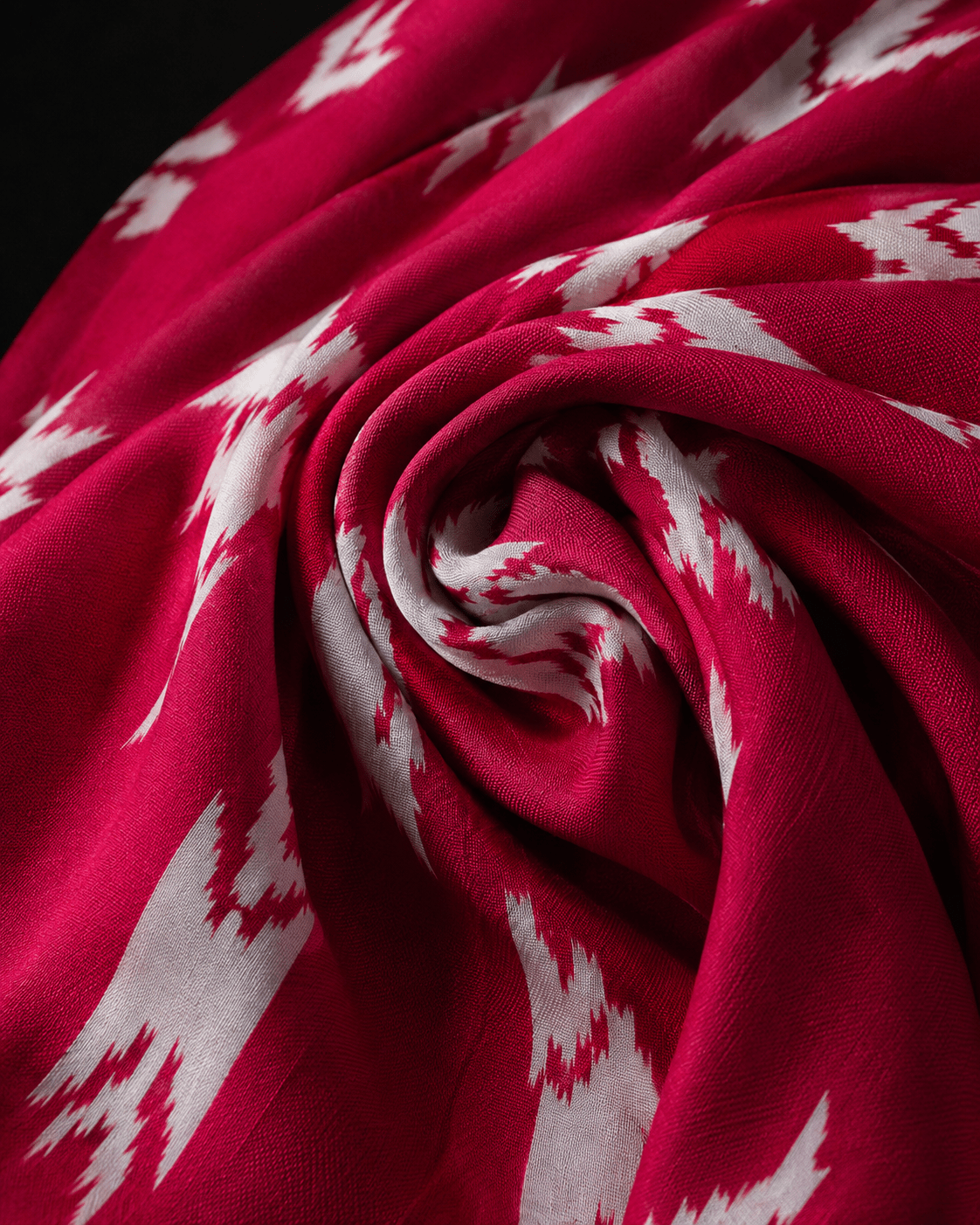 Premium Hot Pink Rayon Ikkat Printed Fabric - The Loom Fabrics