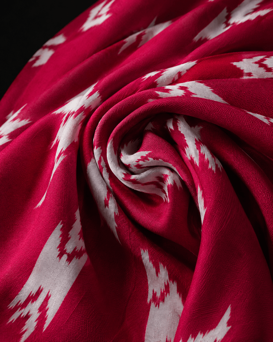Premium Hot Pink Rayon Ikkat Printed Fabric