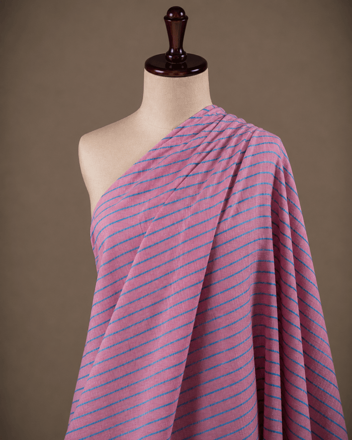 Premium Pink Striped Handloom South Cotton Fabric - The Loom Fabrics