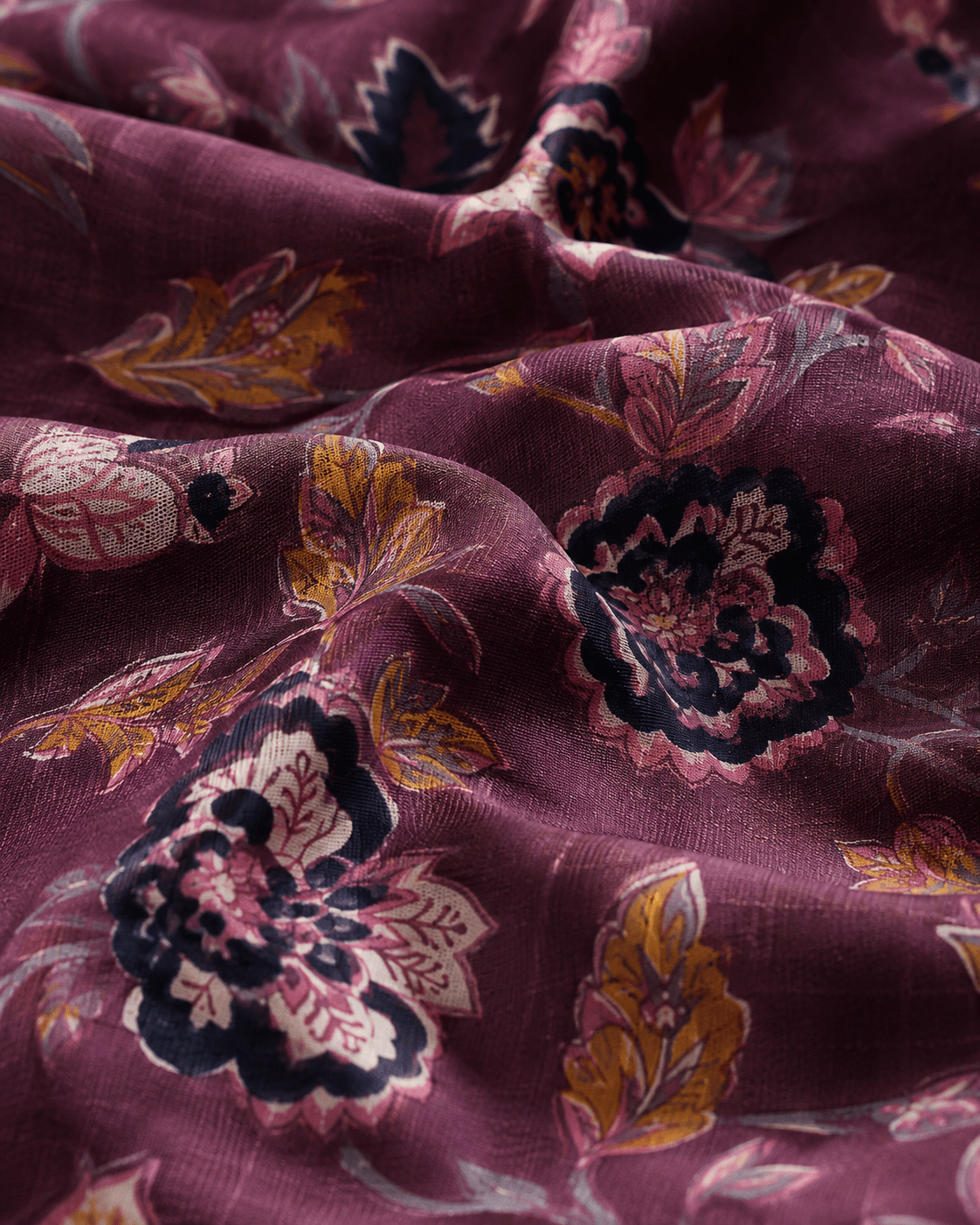 Premium Plum Floral Cambric Cotton Fabric - The Loom Fabrics