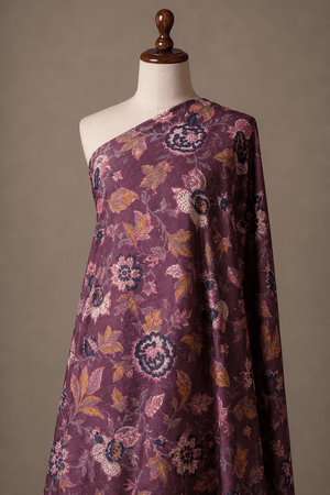 Premium Plum Floral Cambric Cotton Fabric