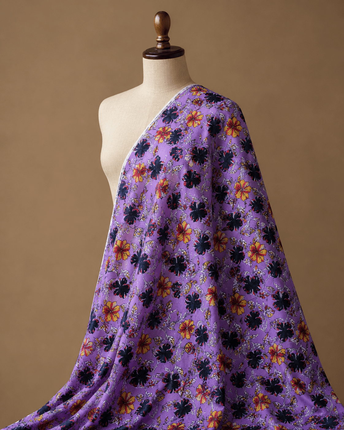 Violet Blossom Printed Cambric Cotton Fabric - The Loom Fabrics